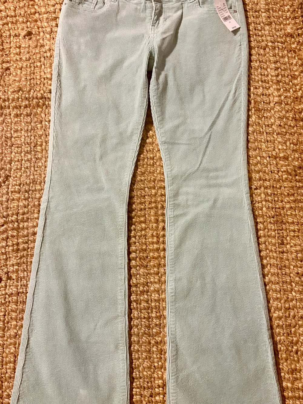 Women’s NWT PAC SUN Light Mint Corduroy Low Rise Boot cut Flare Pants